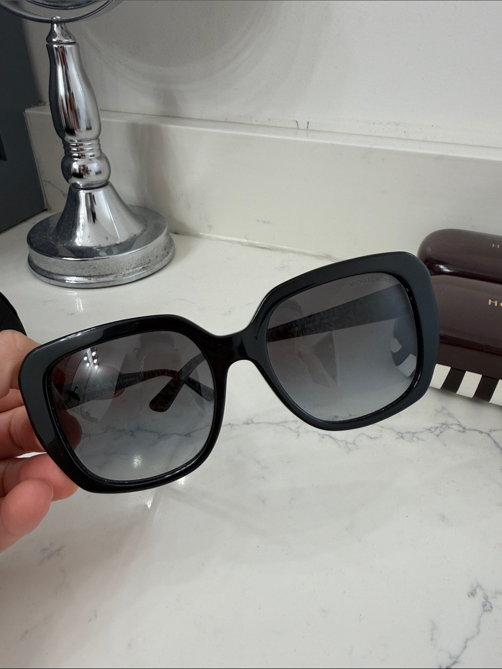 Michael Kors Black Gradient Oversized Square Sunglasses